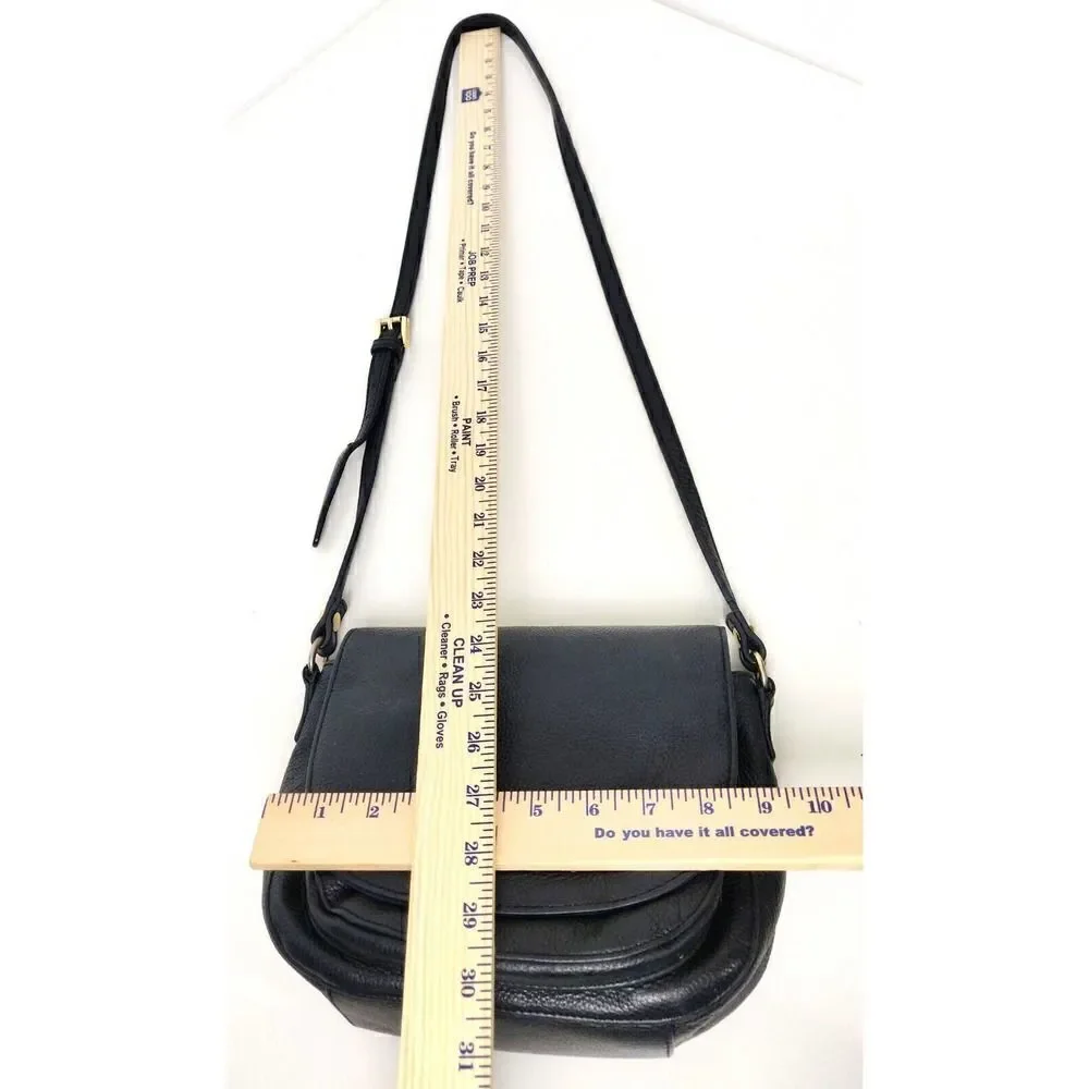 VTG TOMMY HILFIGER BLUE GENUINE LEATHER MESSENGER SHOULDER BAG X-BODY HANDBAG
